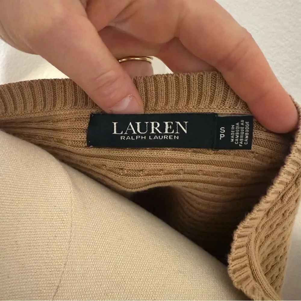 [Ralph Lauren] Women's Camel Boat Neck Sweater - Size Petite Small